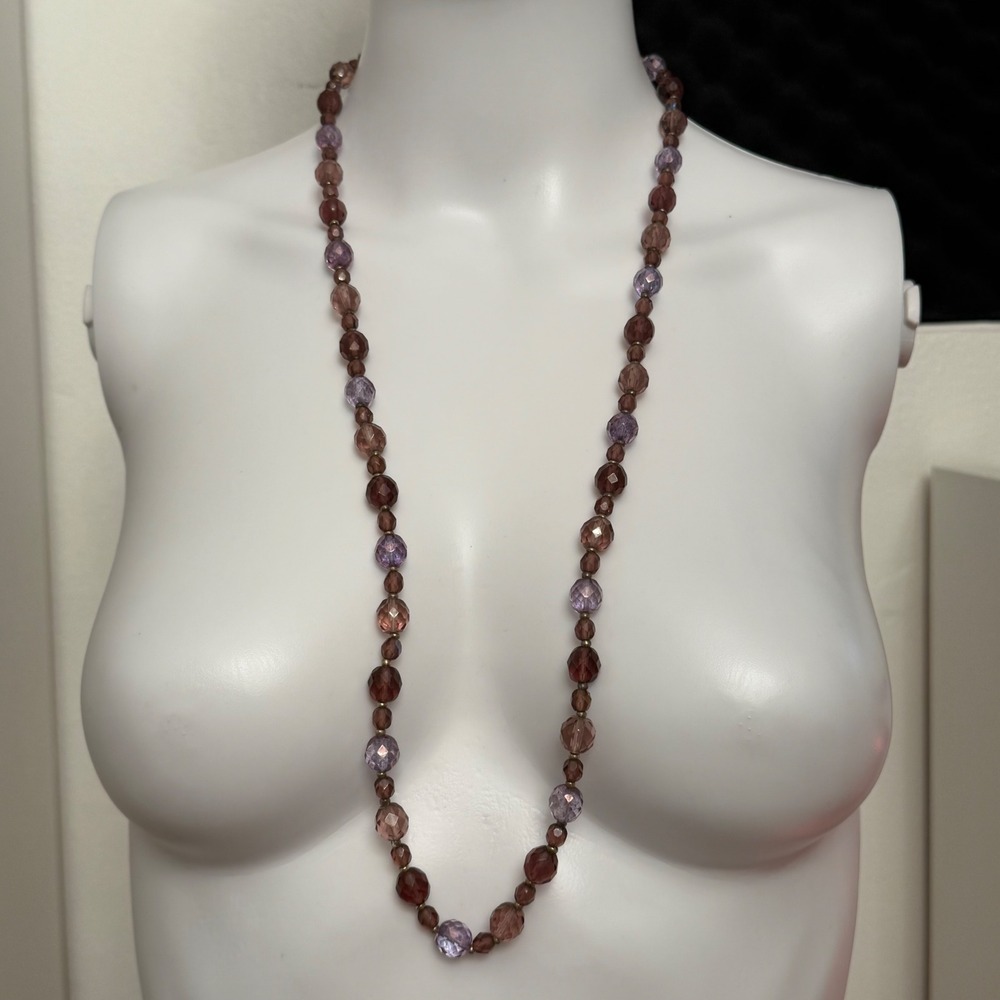 Joan Rivers Beaded Necklace Womens OS Purple Excellent Faceted Adjustable Strand